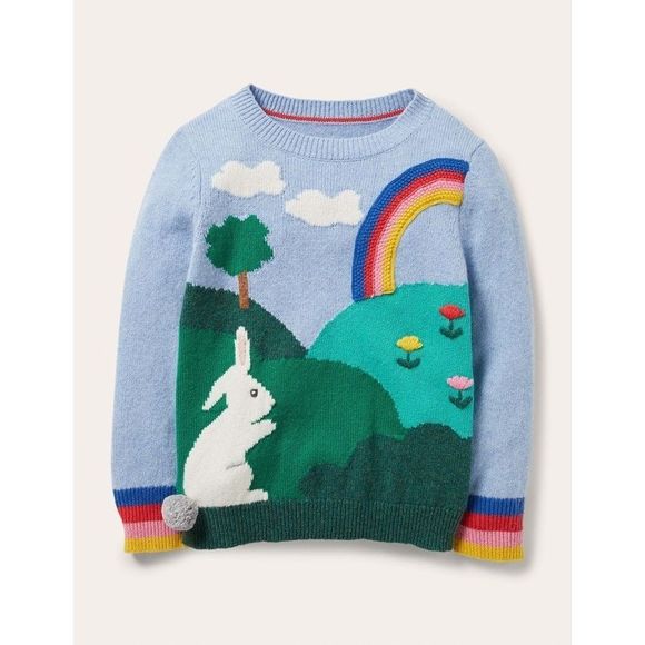 Mini Boden Other - Mini Boden 4-5 yr Toddler Girl Bunny Rainbow Jumper Sweater